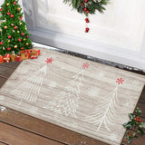 Garvee Christmas Welcome Mat with Tree Pattern Non-Slip Low Pile Polyester Washable Floor Mat 17x29 Indoor Outdoor Front Door Porch - Christmas Tree|Natural