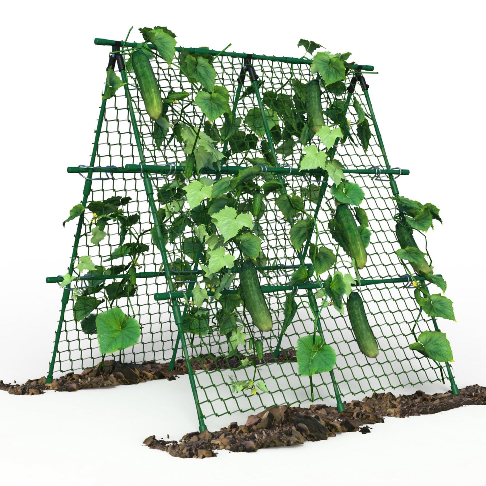 garden trellis netting for climbing plants Garvee Cucumber Trellis for Garden & Raised Bed, 47x47 Metal Support Trellis with Net for Climbing Plants, Outdoor Green