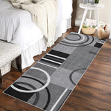 Garvee Modern Grey 2x10 Washable Runner Rug Abstract Geometric Non-Slip Stain-Resistant 100% Polyester Low Pile Durable for Hallway Kitchen Bedroom - Gray
