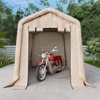 Garvee 6x8FT Outdoor Portable Storage Shed with Roll-Up Door & Vent, 240G Heavy-Duty Shelter Waterproof PE Tarp, UV-Resistant Storage Sheds for Motorcycle, Firewood, Garden and Tools