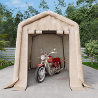Garvee 6x6FT Outdoor Portable Storage Shed with Roll-Up Door & Vent, 240G Heavy-Duty Shelter Waterproof PE Tarp, UV-Resistant Storage Sheds for Motorcycle, Firewood, Garden and Tools, Khaki