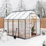 Garvee Large Outdoor Greenhouse 6x8 FT Polycarbonate with Roof Vent Quick Setup Aluminum Frame for Garden Backyard