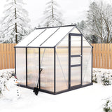Garvee Large Outdoor Greenhouse 6x6 FT Polycarbonate with Roof Vent Quick Setup Aluminum Frame Rust-Resistant Garden Backyard
