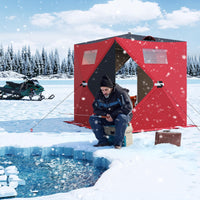 Garvee Pop-up Ice Fishing Tent for 2 Persons, Insulated & Waterproof, Sturdy Frame & Quick Setup, 210D Oxford Fabric, Windproof & Snowproof, Includes Carry Bag & Anchors, Outdoor Ice Fishing