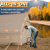 Garvee Luxury Inflatable 4-Season Camping Tent w/ Air Pump – Waterproof & Windproof Outdoor Cabin, Quick Setup, Durable Oxford, 2 Doors, 6 Windows, Fits 2-4 – Khaki