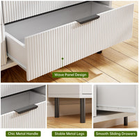 Garvee Modern Fluted 5 Drawer Dresser – Tall Wooden Chest with Wide Deep Storage, Metal Legs, Anti-Tipping Safety – Ideal for Bedroom, Nursery, Closet, Hallway – White