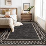 Garvee 4x6 Washable Living Room Rug Non Slip Low Pile Rubber Backing Soft Durable Checkered Geometric Design for Bedroom Kitchen - Black