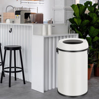 Garvee 17 Gallon Open Top Trash Can, Commercial Grade Heavy Duty Brushed Stainless Steel Outdoor Trash Can, Large Kitchen Trash Can, White