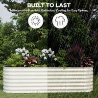 Garvee Galvanized Metal Raised Garden Bed Kit 8x2x2ft Oval Deep Root Planter Rust-Resistant Steel Open-Base Design Tool-Free Assembly Modern Beige Outdoor