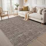 Garvee Washable Area Rug 9x12 Modern Solid Color Non Slip TPR Backing Soft Low Pile Polyester Fiber Durable Foldable for Living Room Bedroom - Taupe Brown