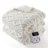 Garvee Electric Blanket Twin Size, Thick Tufted Sherpa Heated Blanket with 10 Heating Levels and 10 Time Settings, ETL Certified Machine Washable Fast Heating Blanket Throw, 62"×84", Off White - Off White