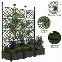 Garvee 3 PCS Raised Garden Bed with Trellis, 114.2" x 63" Plastic Planter Box for Climbing Plants, Outdoor Vertical Garden with Privacy Screen for Patio, Balcony, Backyard – Sturdy & Lightweight