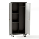 Garvee 71 Inch Heavy-Duty Metal Storage Cabinet - Rolling Tool Organizer with Locking Wheels, Pegboard, and Adjustable Shelves, Ideal for Garage, Workshop, Home, Office, and Pantry, Grey - Grey