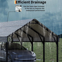 Garvee 12x20 FT Metal Carport, Reinforced Frame and Steel Roof for All-Weather Use, Permanent Shelter for Bass Boats, Full-Sized Pickup Trucks, and Tractors