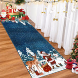 Garvee Christmas Runner Rug Low Pile Non-Slip TPE Backing Foldable Soft Carpet for Entryway Hallway Kitchen Indoor - Blue