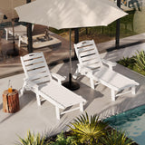 Garvee Outdoor HDPE Chaise Lounge with 5-Position Adjustable Backrest, Oversize Design, Rolling Wheels, Durable Polyethylene, Cup Holder, Patio Pool Garden