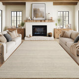 Garvee Washable Modern Area Rug 8x10 - Soft Low Pile, Stain Resistant - Polyester with Non-Slip TPR Backing - Durable, Machine Washable for Living Room & Bedroom - Beige
