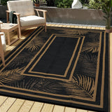 Garvee Outdoor Black & Brown 8x10 Rug,Waterproof Reversible Plastic Straw Mat Durable UV Resistant Patio Deck Camping Picnic - Black & Brown