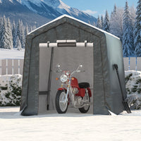 Garvee 6x6FT Gray Outdoor Portable Storage Shed with Roll-Up Door & Vent, 240G Heavy-Duty Shelter Waterproof PE Tarp, UV-Resistant Storage Sheds for Motorcycle, Firewood, Garden and Tools,