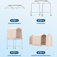 Garvee 6x6FT Outdoor Portable Storage Shed with Roll-Up Door & Vent, 240G Heavy-Duty Shelter Waterproof PE Tarp, UV-Resistant Storage Sheds for Motorcycle, Firewood, Garden and Tools, Khaki