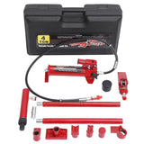 Garvee 4 Ton Porta Power Hydraulic Jack Kit with 4.6 Ft Oil Hose, Heavy Duty, Portable HDPE Case, Automotive & Farm Use - Red
