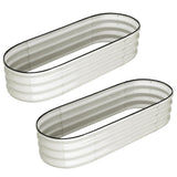 Garvee Oval Raised Garden Bed 4.5x2x1.5 FT Galvanized Metal with Open-Ended Base, Tool-Free Assembly, Rubber-Edge, Stable Structure for Outdoor Planting - White