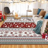 Garvee Christmas Vintage Boho Medallion Rug 8x10 Low Pile Non-Slip TPE Backing Soft Washable Indoor Living Room Bedroom Dining Room - Red