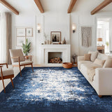 Garvee Living Room Rug 8x10 Modern Abstract Carpet with Non-Slip Backing, Ultra-Soft Pearl Velvet, Low Pile, Machine Washable, Indoor Living Room Bedroom - Blue