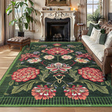 Garvee Indoor Washable Low Pile Area Rug Green Modern Printed Soft Non-Slip Foldable Portable 9x12ft Living Room Bedroom - Green