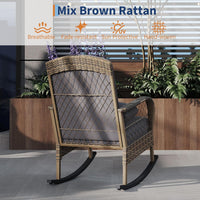 Garvee Set of 2 Outdoor Wicker Rocking Chairs, PE Rattan Patio Rockers with Thick Cushions & Steel Frame for Porch, Garden, Backyard & Deck