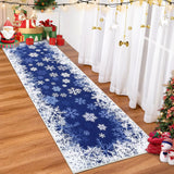 Garvee Christmas Area Rug 2x10 Snowflake Print Non-Slip Ultra Thin Stain Resistant Machine Washable Blue Living Room Decor - Snowflakes|Blue