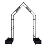 Garvee Weather-Resistant Metal Garden Arbor Trellis with Dual Planter Boxes – 94" Decorative Outdoor Archway for Climbing Plants, Lawn, Backyard, Patio – Sturdy Frame, Easy Assembly – Color: Black