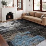 Garvee Modern Abstract Area Rug 6x9 - Vibrant Colorful Print, Machine Washable, Pearl Velvet, Non-Slip Backing, Low Pile, Grey Brown, Bedroom Living Room - Gray-Brown