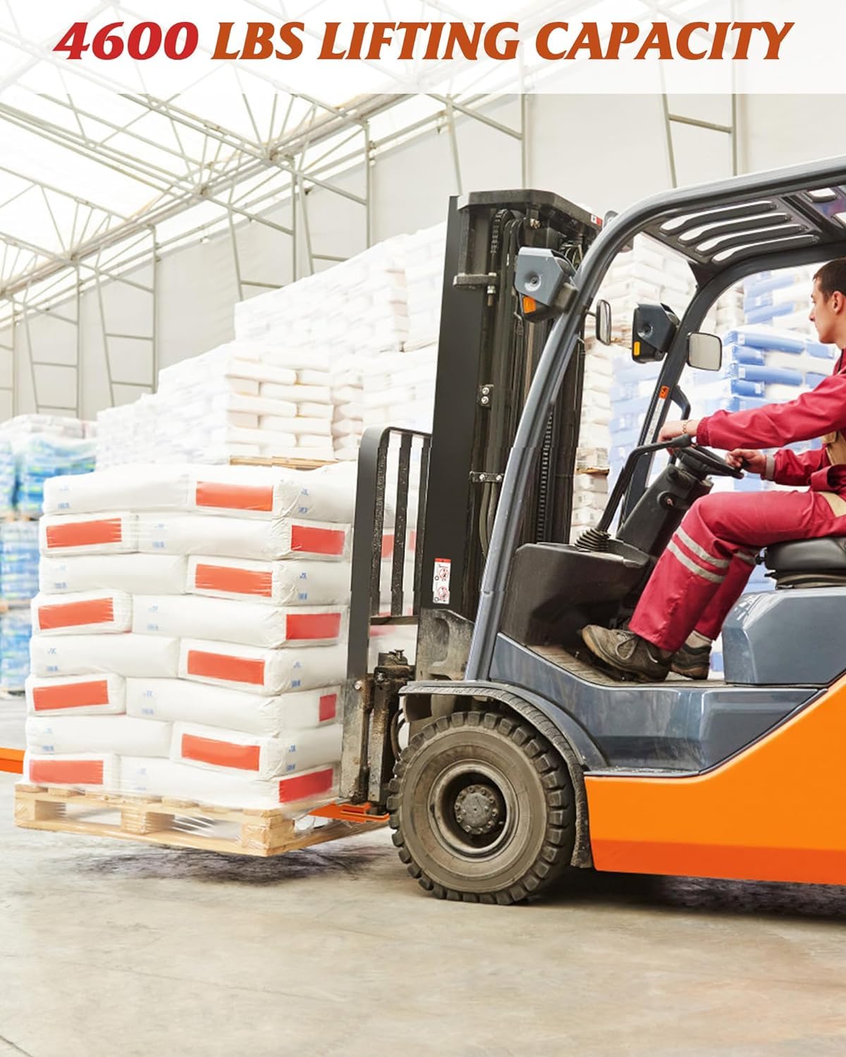 Garvee 84" Forklift Extensions, 4.5" Wide Steel Pallet Fork Sleeves, 4600 lb Capacity, Orange
