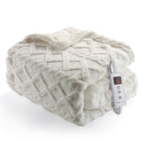 Garvee Heated Throw Blanket, Thick Tufted Sherpa Electric Blanket Throw with 10 Heating Levels and 10 Time Settings, ETL Certified Machine Washable Fast Heating Blanket Throw 50"×60", Off White - Off White