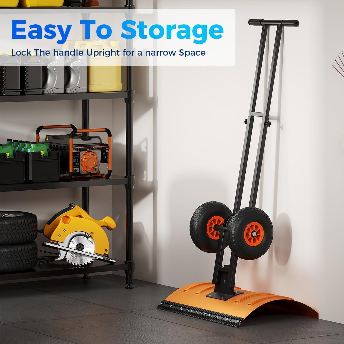 Garvee 29"W X 19.68"H Snow Pusher Shovel with Wheels,Heavy Duty Steel Snow Shovel with Wheels,Angled Blade Efficient Snow Removal With5-Position Angled Blade & Adjustable Handle for Doorway, Sidewalk