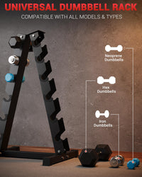 Garvee 6-Tier Dumbbell Rack, Heavy Duty Steel A-Frame Weight Racks for Dumbbells, Vertical Weight Storage Stand, Space Saving Home Gym Storage Organizer, Easy Assembly, Black