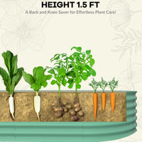 Garvee 10' X 4' X1.5' Beige Oval Galvanized Steel Raised Garden Bed Kit Durable Modular Metal Planter Open Bottom for Vegetables Flowers Herbs