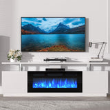 Garvee 70 Inch Fireplace TV Stand with 36 Inch Electric Fireplace, 12-Color LED Lights, 750W/1500W Heating, Two-Tier Storage, 2 Door Cabinet, Fits Up to 80 Inch TV, Living Room