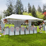 Garvee 10'x20' Heavy Duty Pop Up Canopy Tent - Commercial Waterproof UV50+ Oxford Fabric with Removable Sidewalls & Roller Bag - White