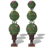Garvee 4ft Artificial Triple Ball Topiary Trees with Trophies Flower Pots, Artificial Plants Outdoor with Vines & Insects Decoration, Topiary Balls Trees for Home Offices Porch Decor, Set of 2 - Trophy Pot