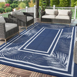 Garvee Outdoor Dark Blue 9x18 Plastic Straw Rug, Waterproof Reversible UV-Resistant Durable for Patio RV Beach Camping Backyard Deck - Dark Blue