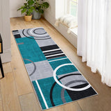Garvee Modern Turquoise 2x6 Runner Rug Geometric Non Slip Washable Soft Low Pile Turquoise Hallway Living Room Bedroom - Turquoise
