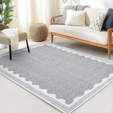 Garvee Modern Grey 6x9 Scalloped Accent Rug  Ultra-Soft Pearl Velvet Low-Pile Polyester Non-Slip Machine-Washable Gray Living Room Nursery - Gray