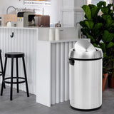 Garvee 17 Gallon Flip Top Trash Can, Commercial Grade Heavy Duty Brushed Stainless Steel Outdoor Trash Can, Large Kitchen Trash Can, Silver - Silver
