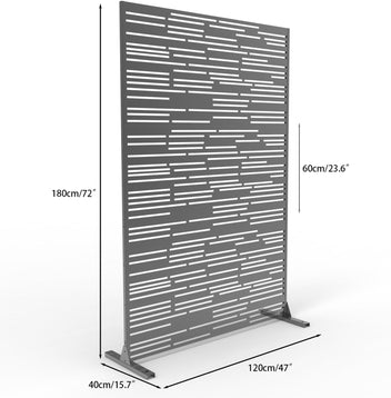 Garvee Heavy-Duty Galvanized Steel Privacy Screen – 72" H x 47" W Freestanding Metal Outdoor Fence Panel, Rustproof, Windproof Decorative Divider & Plant Trellis for Patio, Balcony, Garden, Deck – Black