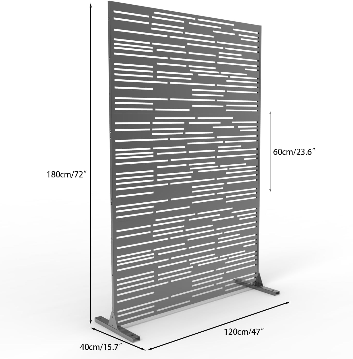 Garvee Heavy-Duty Galvanized Steel Privacy Screen – 72" H x 47" W Freestanding Metal Outdoor Fence Panel, Rustproof, Windproof Decorative Divider & Plant Trellis for Patio, Balcony, Garden, Deck – Black