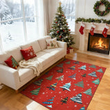 Garvee Red 4x6 Christmas Area Rug with Non-Slip Backing, Soft Low Pile, Washable Fabric, Durable Stitching, Ideal for Living Room and Entryway - Christmas Trees|Red