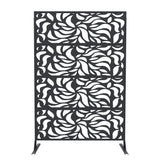 Garvee Metal Privacy Screen Panel 70"x46" Rustproof Weather-Resistant Modern Geometric Design Black Freestanding Outdoor Fence for Patio Lawn Deck Garden - Flower