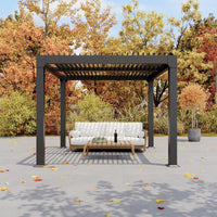 Garvee Louvered Pergola 10' x10' , Outdoor Pergola with Adjustable Louvered Roof, Reinforced Aluminum Frame, Integrated Drainage System, Hardtop Gazebo for Patio, Deck, Gray